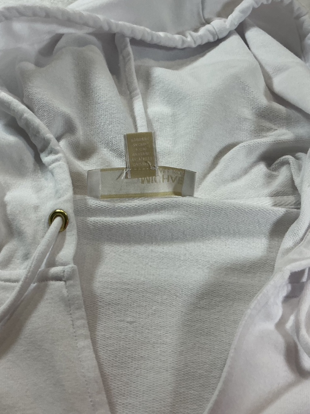 Michael Kors Women White Cross Hem V-Neck Hoodie Loungewear Athleisure Logo XL - Picture 7 of 8